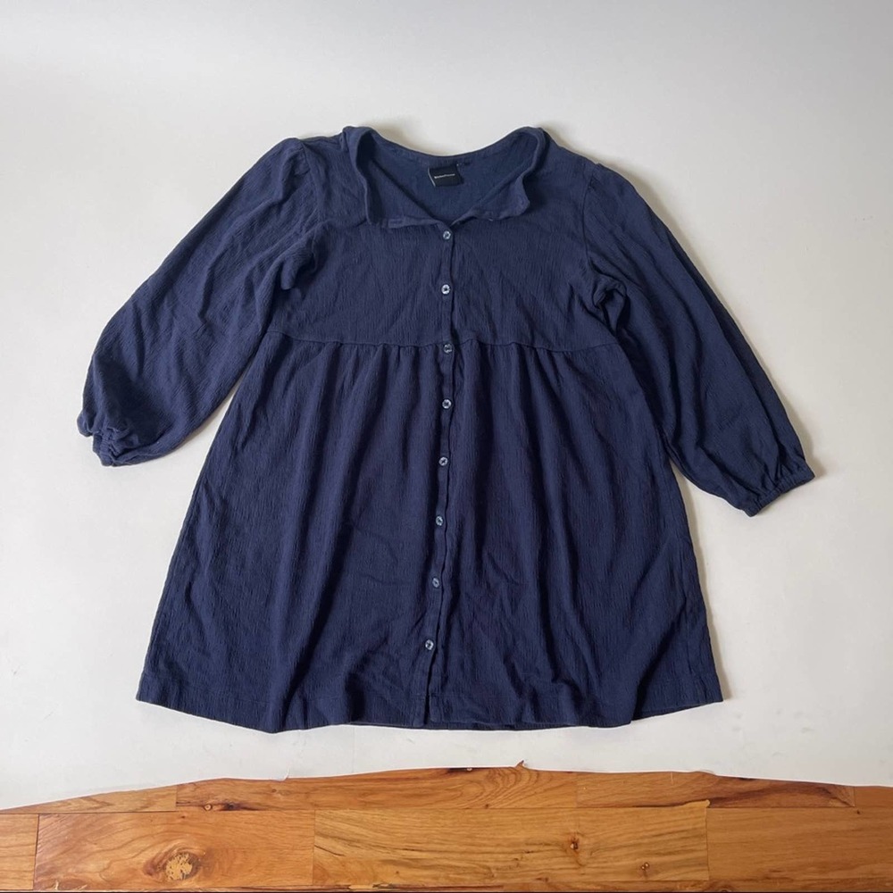 Richer Poorer Cloud Button-Up Mini Dress in Navy Blue Reversable size M